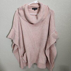 Black Rivet Knit Cowl Neck Poncho Sweater Medium
